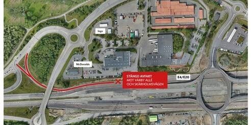 Karta där trafikplats Lindvreten är utritad.